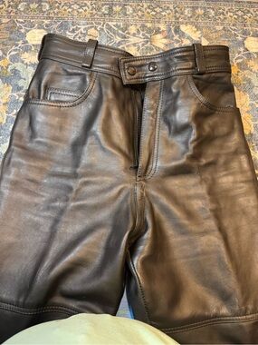 First Genuine Leather Black Leather Riding Pants - Size 30